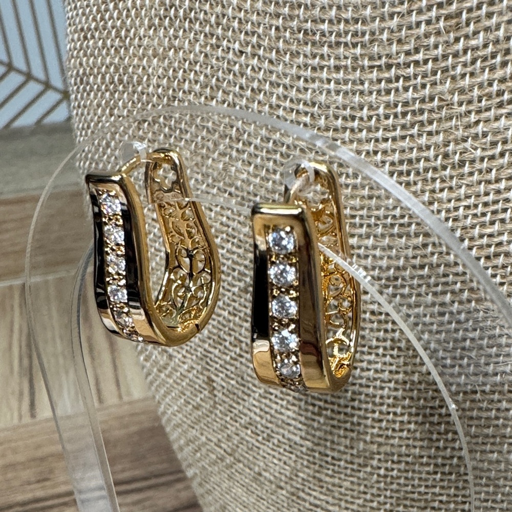Elegant Gold and Crystal Hoop Earrings